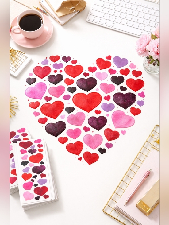 Love Hearts Shimmer Glitter Other - 🍎 500Pc Glitter Heart Sticker Set Multicolor Sparkle Decorative Stickers Love